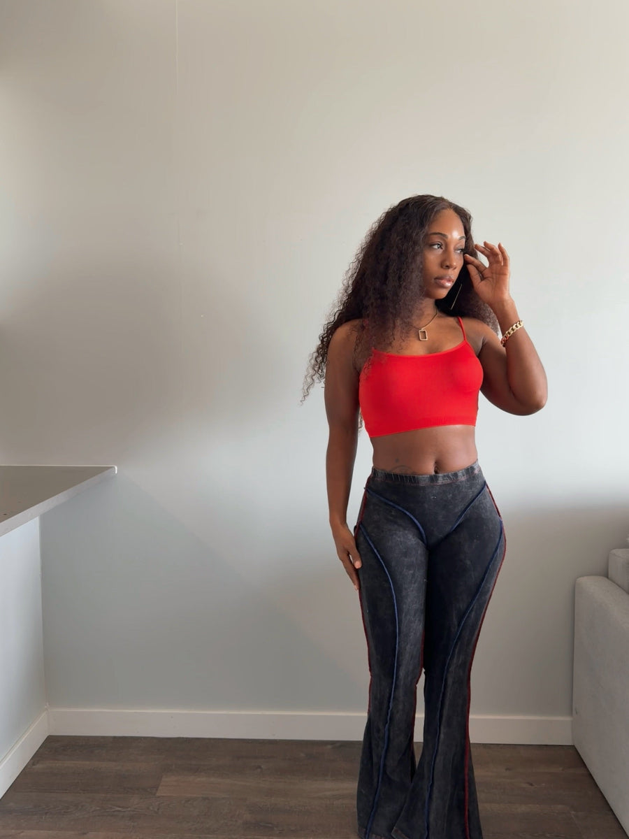 Firework denim stripped pants