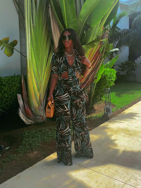 Mayan crop top mesh pant set