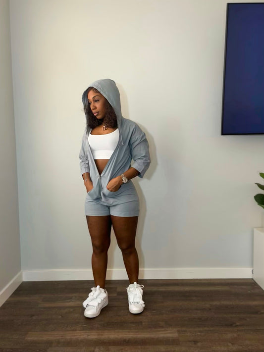 Beach Night Oversized Hooded Zip Up Romper