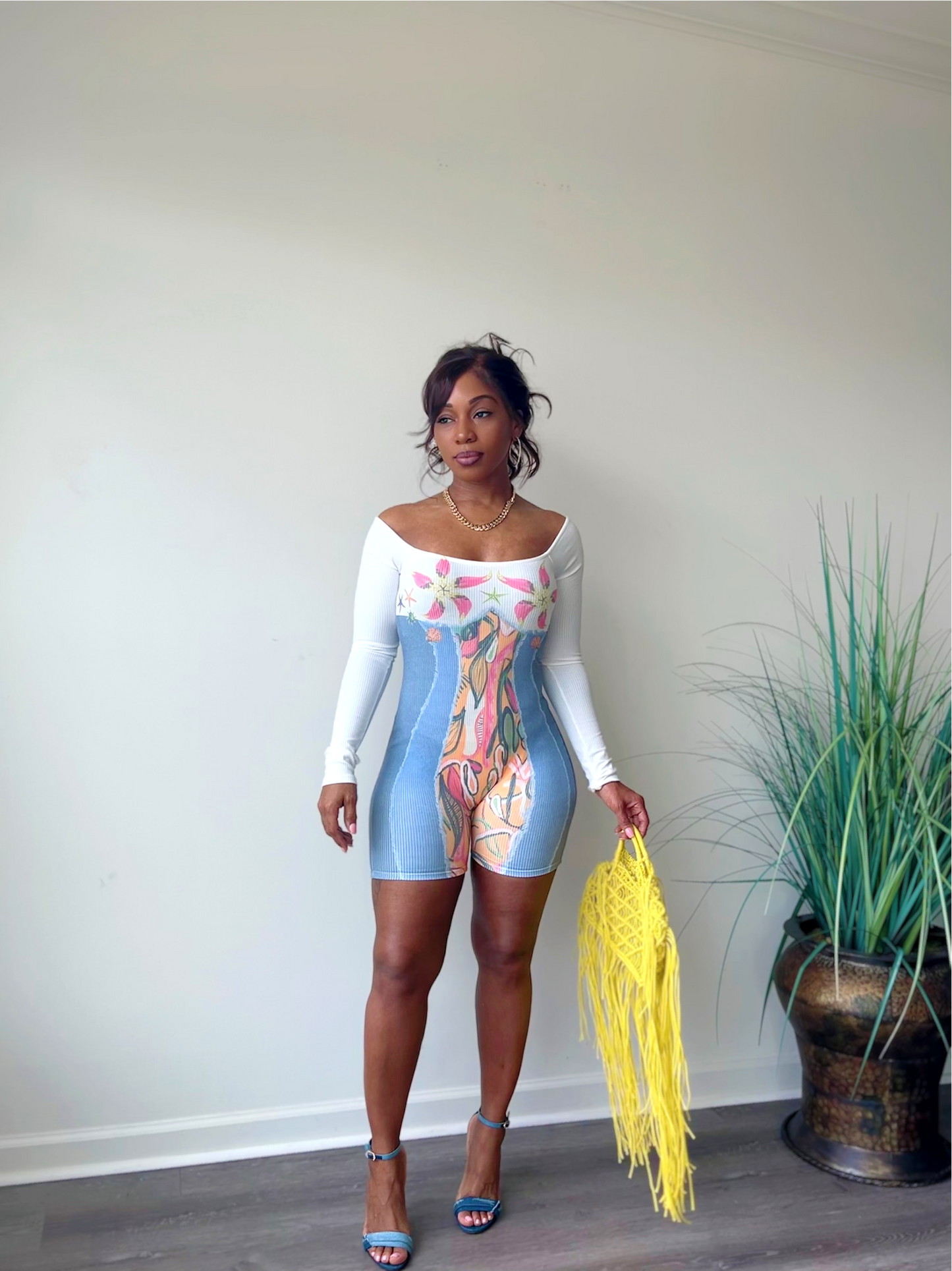 Gardenia off shoulder printed two piece