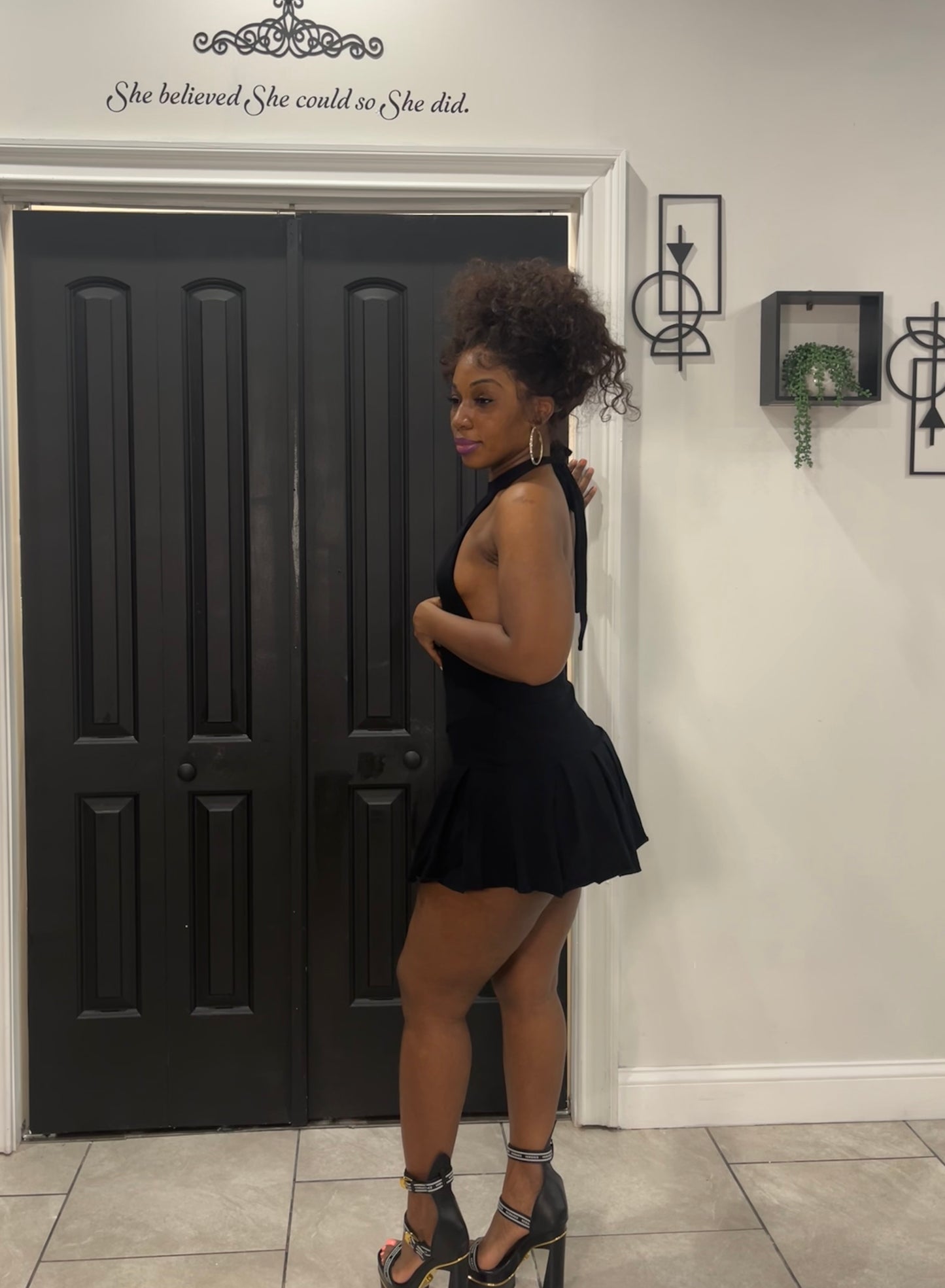 Marilyn open back mini dress