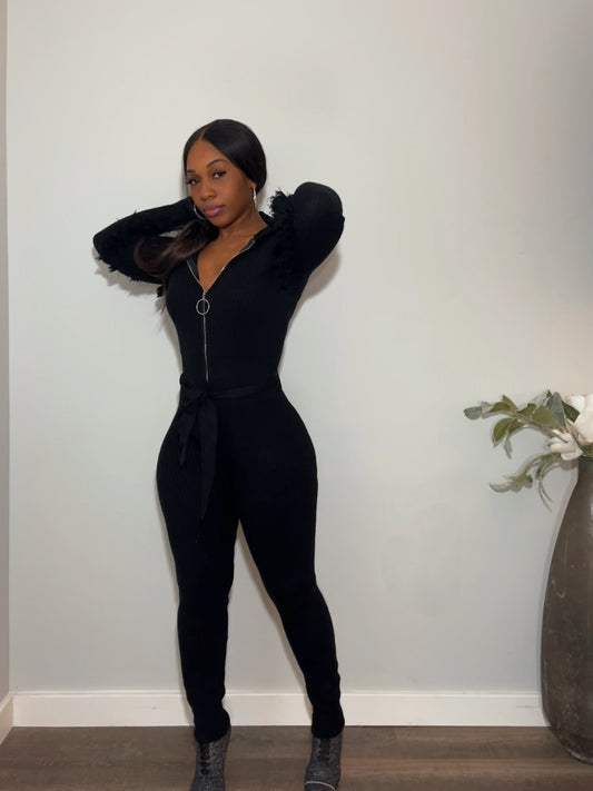 Hanging Threads hooded jumpsuit