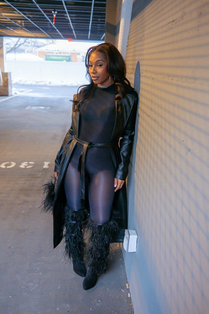 Matrix faux leather trench coat