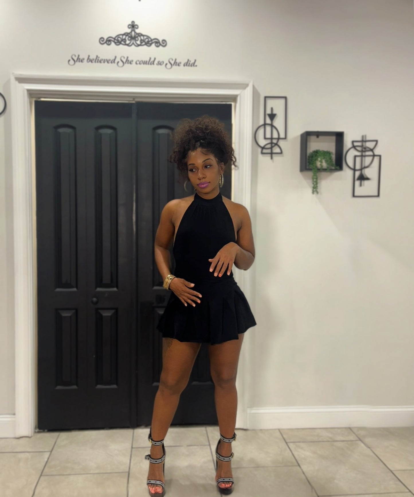 Marilyn open back mini dress