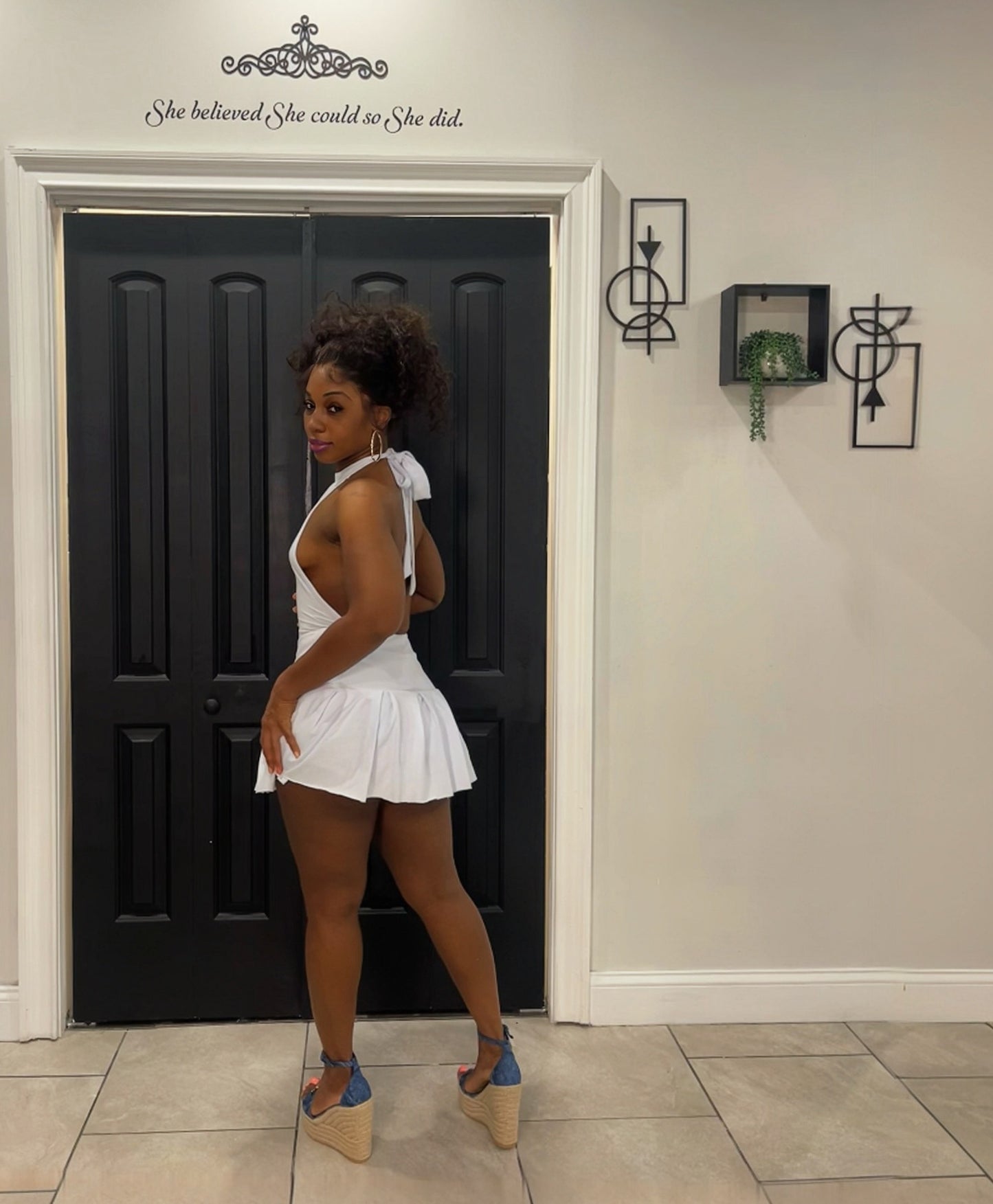 Marilyn open back mini dress