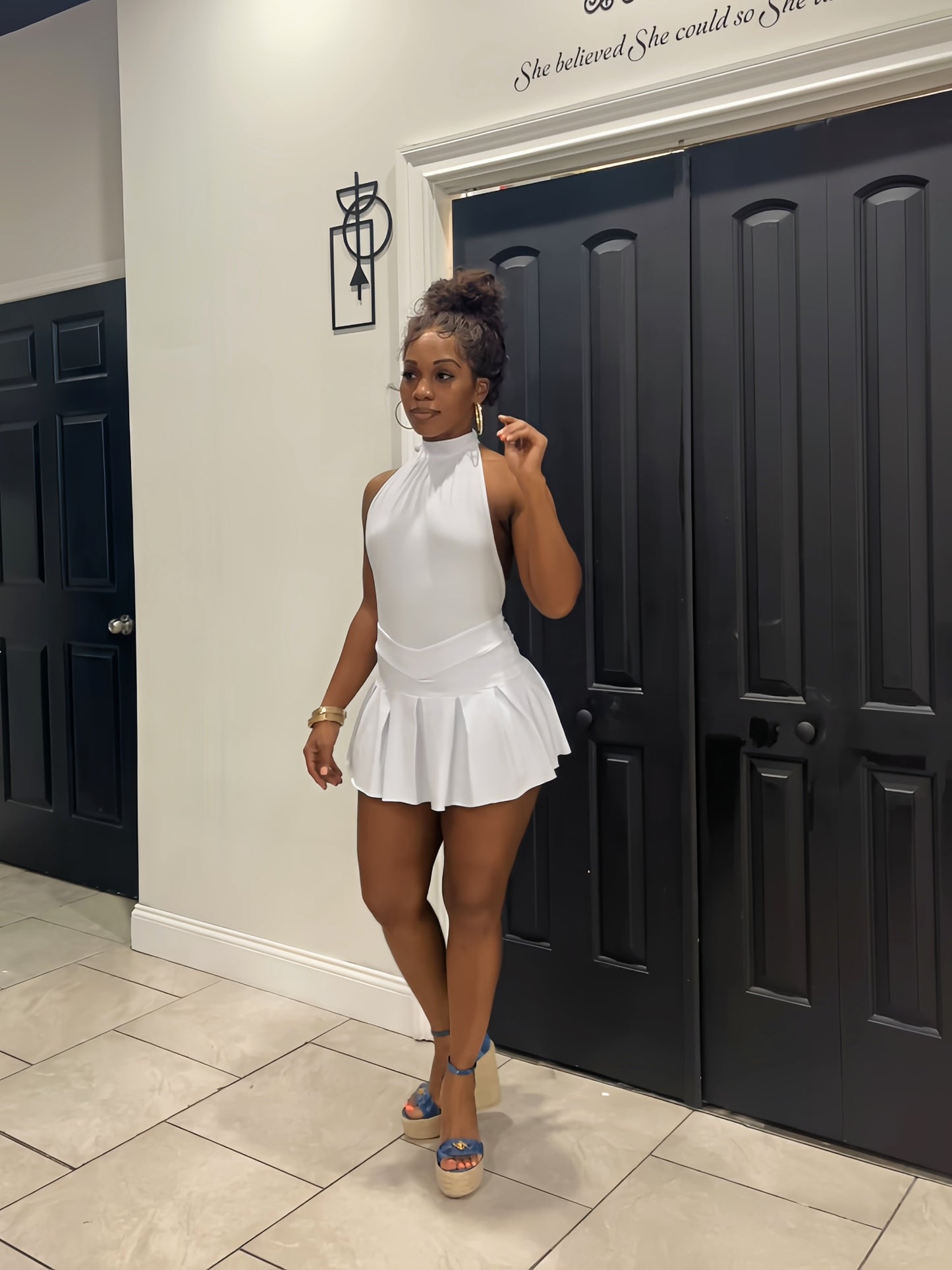 Marilyn open back mini dress