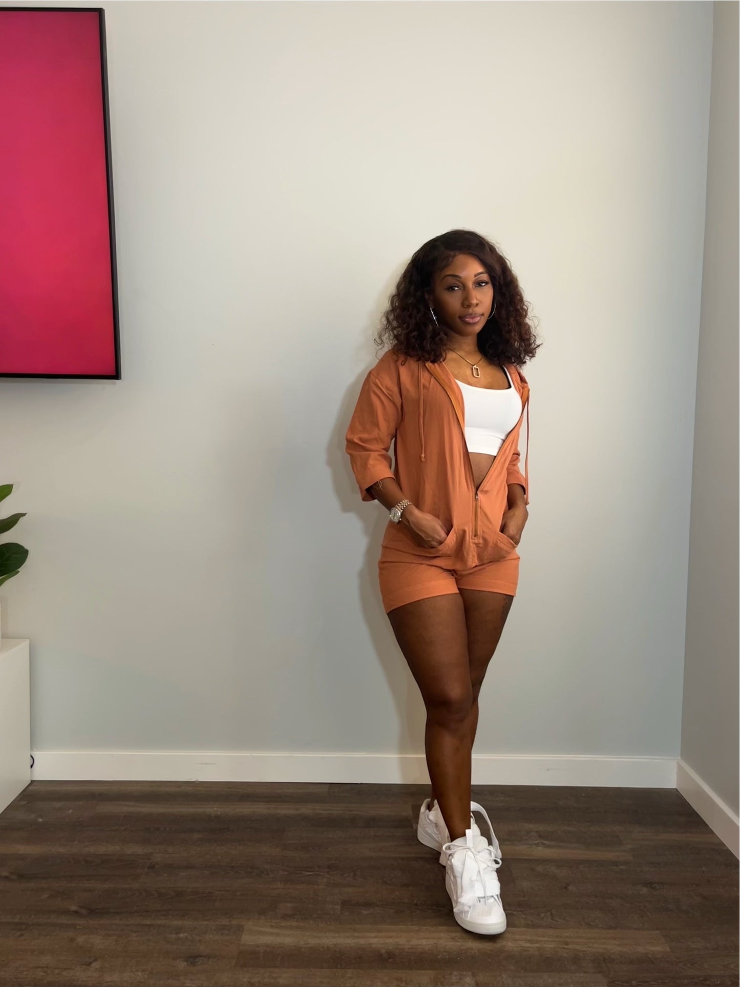 Beach Night Oversized Hooded Zip Up Romper