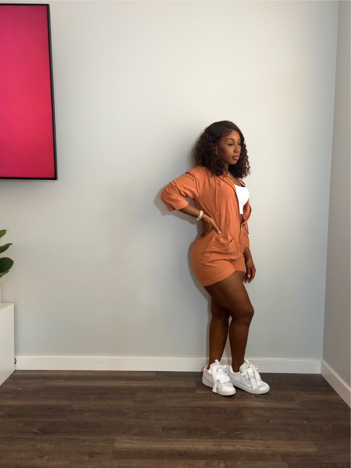 Beach Night Oversized Hooded Zip Up Romper