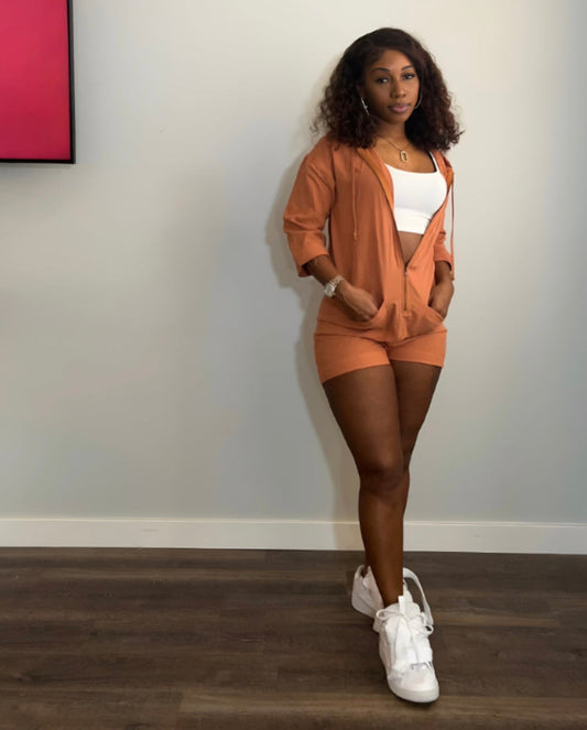 Beach Night Oversized Hooded Zip Up Romper